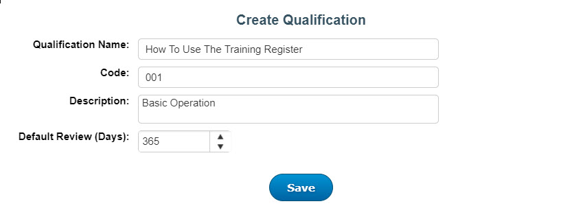 Create qualification